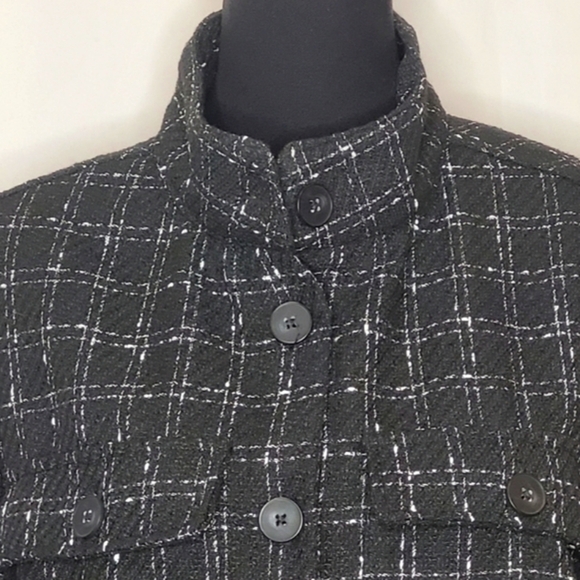 Sanctuary Ashly Jacket Black & White Trendy Tweed Plaid Hip Length - Size M - Picture 5 of 12